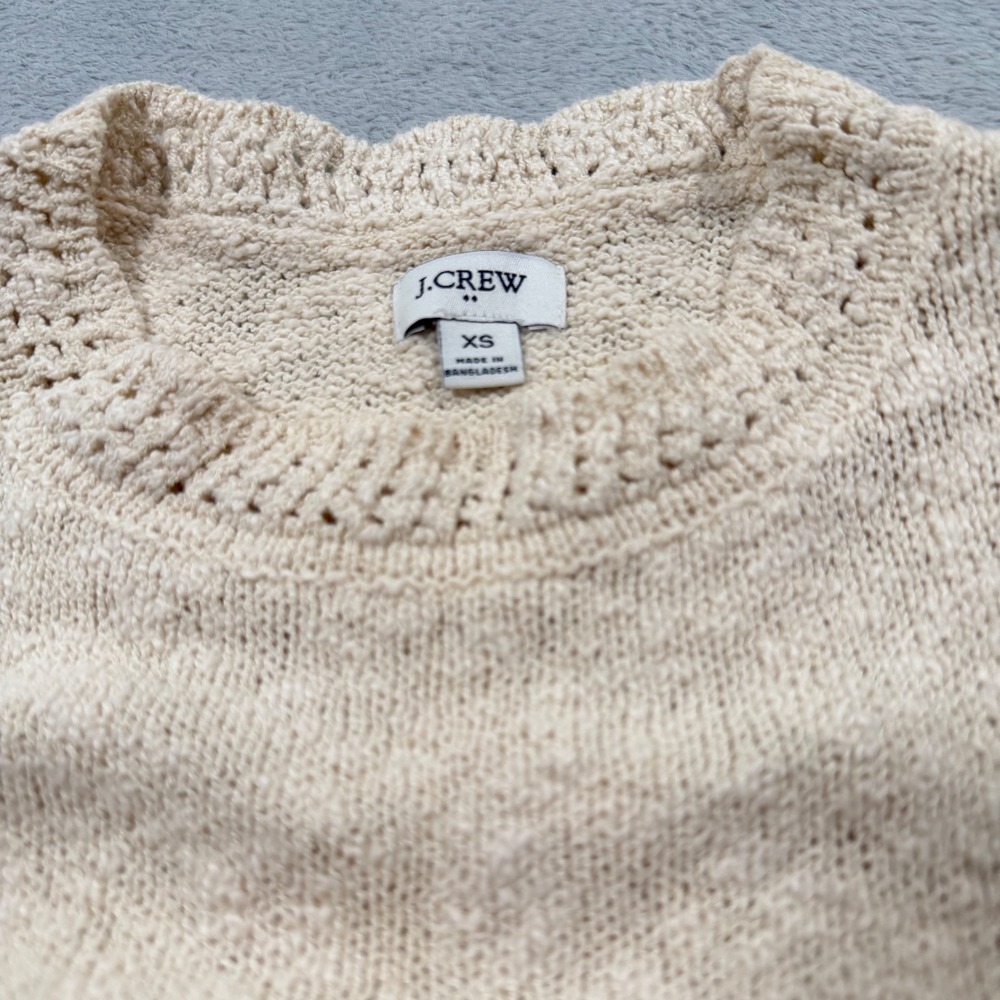 J.Crew Knit Sleeveless Shirt Women XS Ivory Beige Cotton Blend Sweater Shell Top - Picture 4 of 7